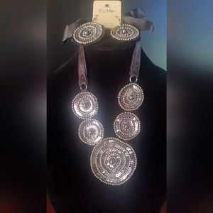 Esmar Necklace and Earring set,  Satin Ribbon set.